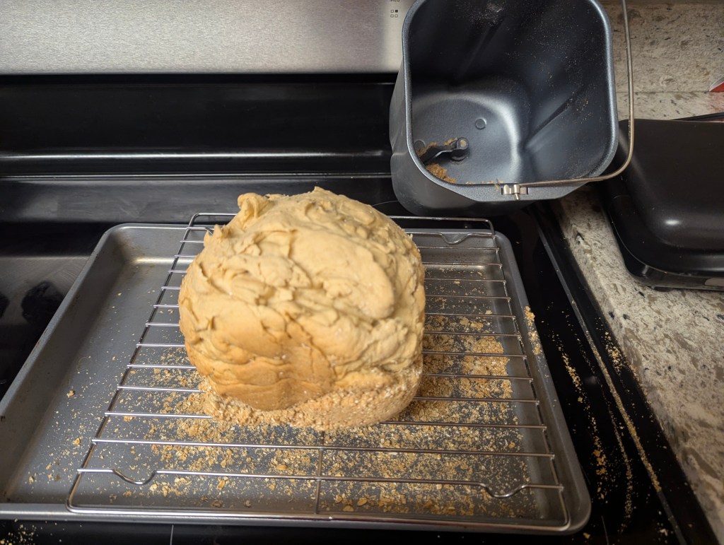 Underproofed poorly risen loaves, roughly the size of a grapefruit